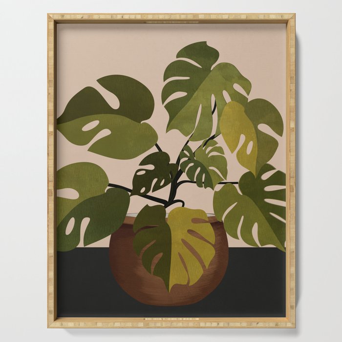 Monstera Plant In A Pot 1 Serving Tray Gallery Image 1