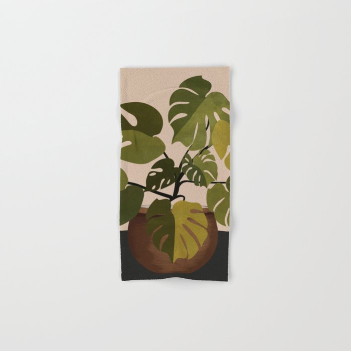 Monstera Plant In A Pot 1 Bath Towel Gallery Image 1