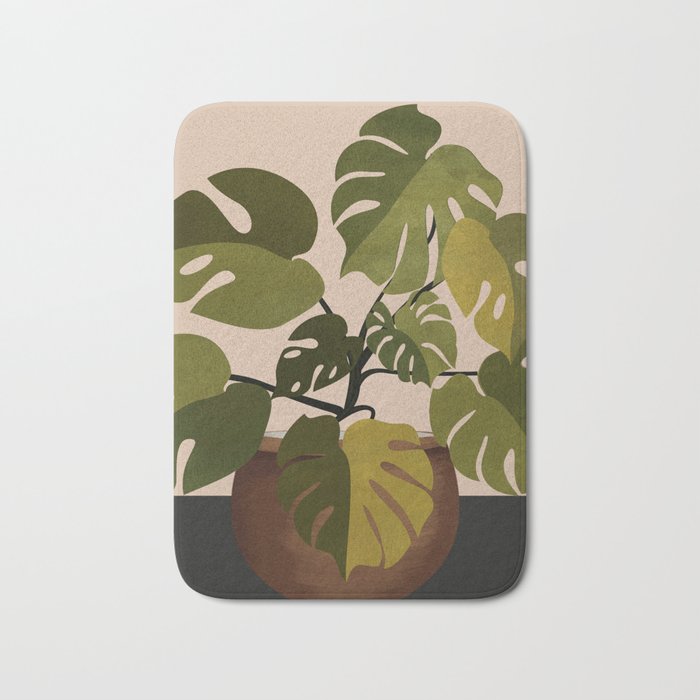 Monstera Plant In A Pot 1 Bath Mat Gallery Image 1