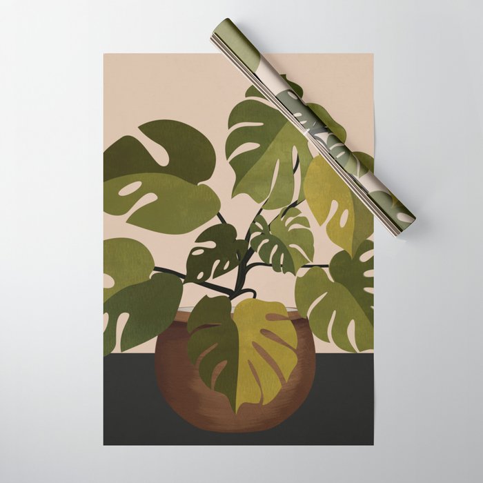 Monstera Plant In A Pot 1 Wrapping Paper Gallery Image 1