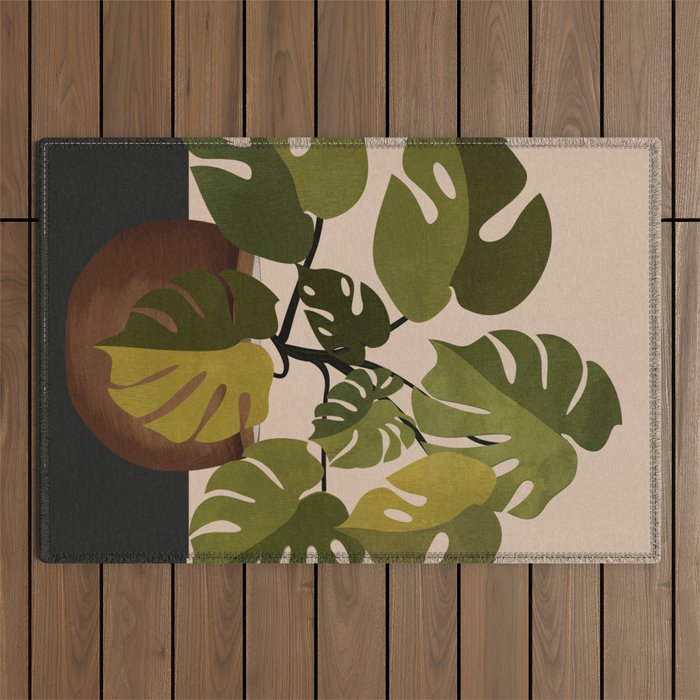 Monstera Plant In A Pot 1 Outdoor Rug Gallery Image 1