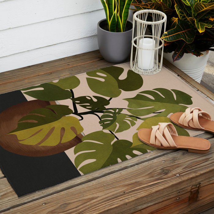 Monstera Plant In A Pot 1 Outdoor Rug Gallery Image 2
