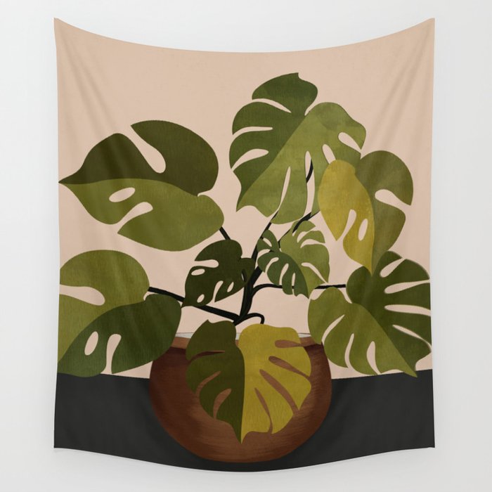 Monstera Plant In A Pot 1 Wall Tapestry Gallery Image 4