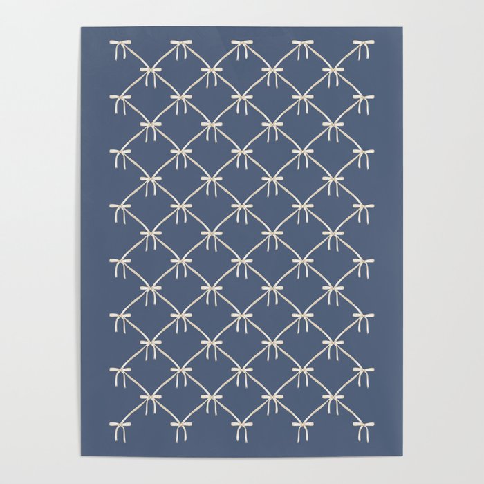 Bows & Ribbons Pattern XLIII Neutral Blue Poster Gallery Image 4