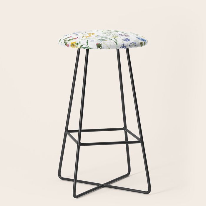 Scandinavian Midsummer Blue And Yellow Wildflowers Meadow  Stool Gallery Image 1