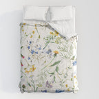 Scandinavian Midsummer Blue And Yellow Wildflowers Meadow  Comforter Gallery Image 6