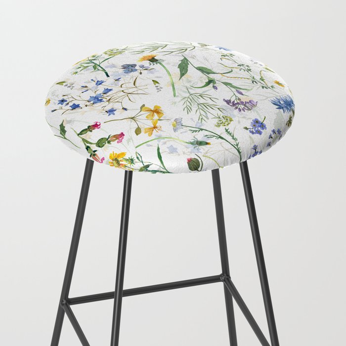 Scandinavian Midsummer Blue And Yellow Wildflowers Meadow  Stool Gallery Image 2