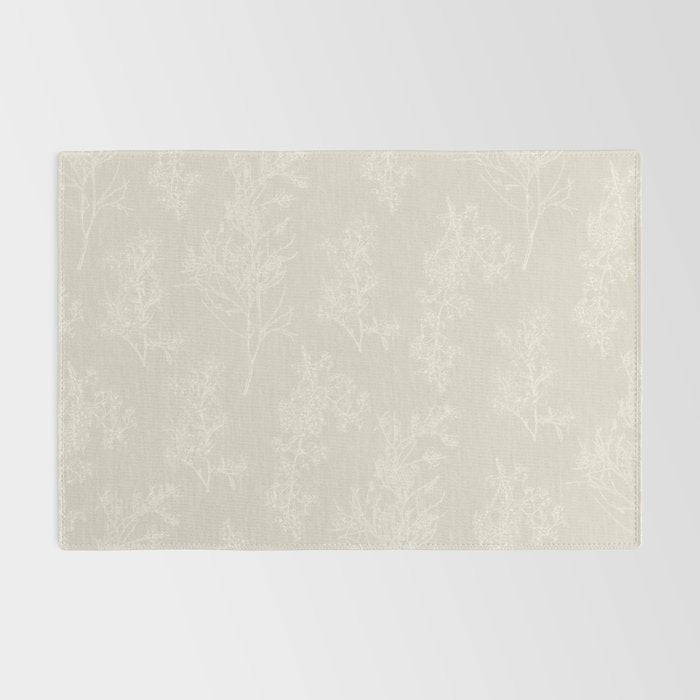 Botanical Cottage Floral Pattern in Light Mushroom Beige and Cream Rug Gallery Image 2