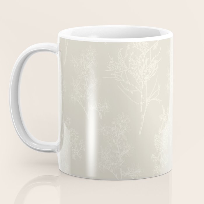 Botanical Cottage Floral Pattern in Light Mushroom Beige and Cream Coffee Mug Gallery Image 3
