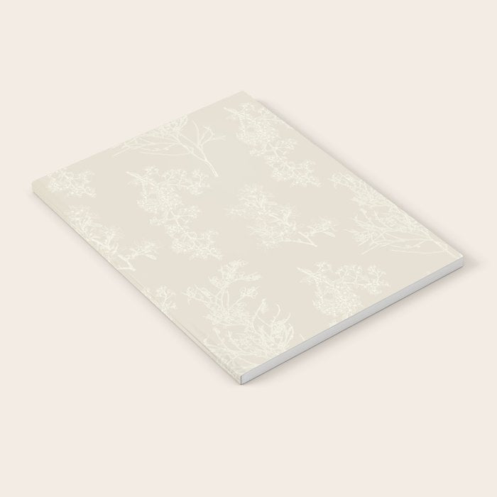 Botanical Cottage Floral Pattern in Light Mushroom Beige and Cream Notebook Gallery Image 1