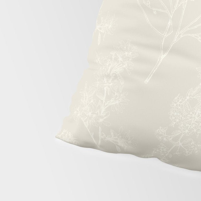 Botanical Cottage Floral Pattern in Light Mushroom Beige and Cream Pillow Sham Gallery Image 4