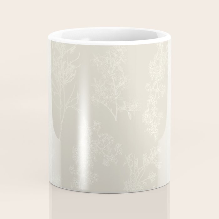 Botanical Cottage Floral Pattern in Light Mushroom Beige and Cream Coffee Mug Gallery Image 4