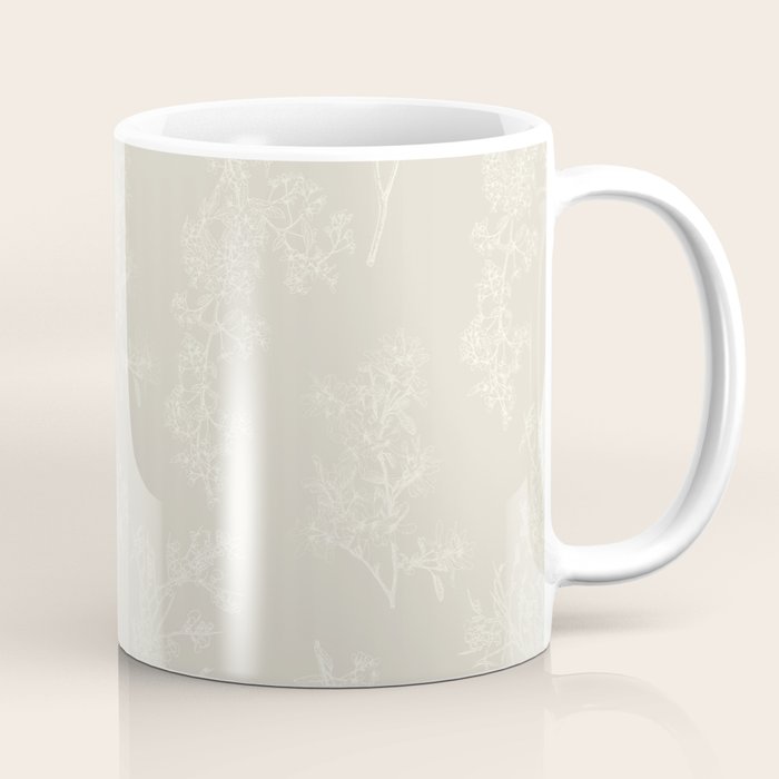 Botanical Cottage Floral Pattern in Light Mushroom Beige and Cream Coffee Mug Gallery Image 1