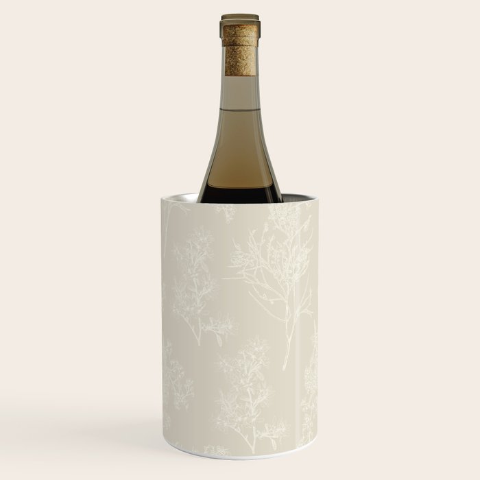 Botanical Cottage Floral Pattern in Light Mushroom Beige and Cream Wine Chiller Gallery Image 2