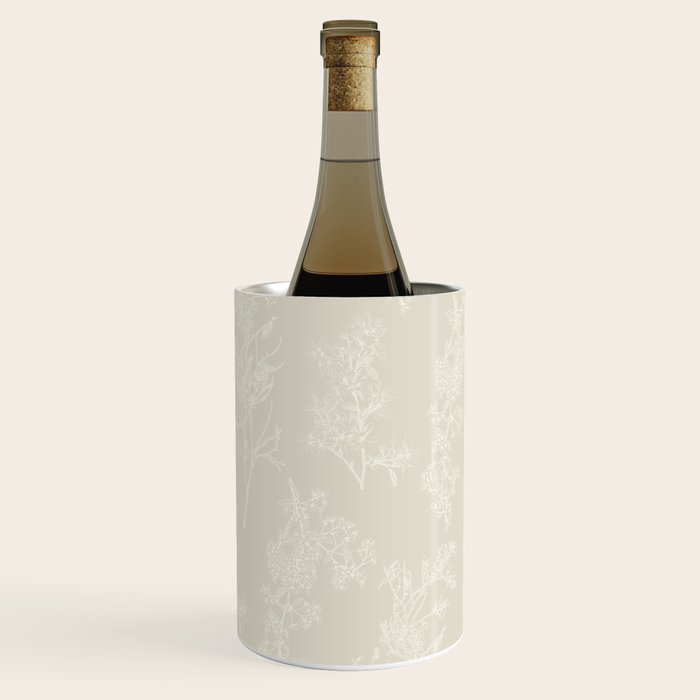 Botanical Cottage Floral Pattern in Light Mushroom Beige and Cream Wine Chiller Gallery Image 1