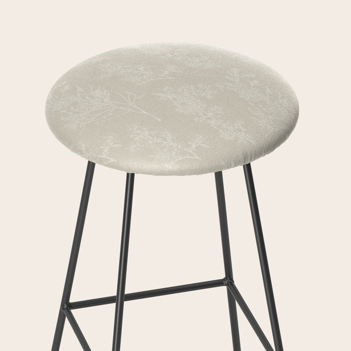 Botanical Cottage Floral Pattern in Light Mushroom Beige and Cream Stool Gallery Image 2