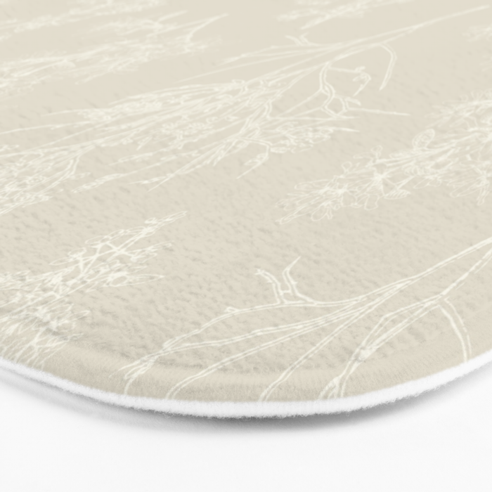 Botanical Cottage Floral Pattern in Light Mushroom Beige and Cream Bath Mat Gallery Image 3