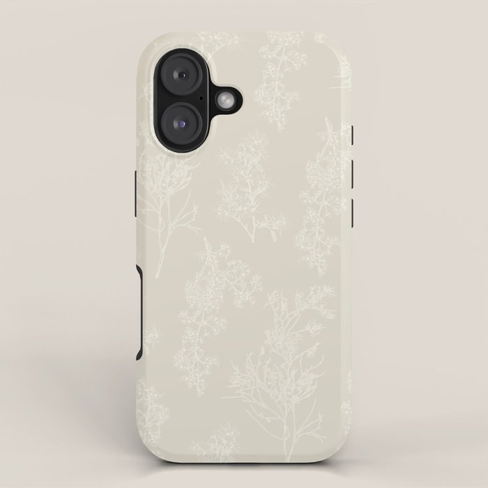 Botanical Cottage Floral Pattern in Light Mushroom Beige and Cream iPhone Case Gallery Image 1