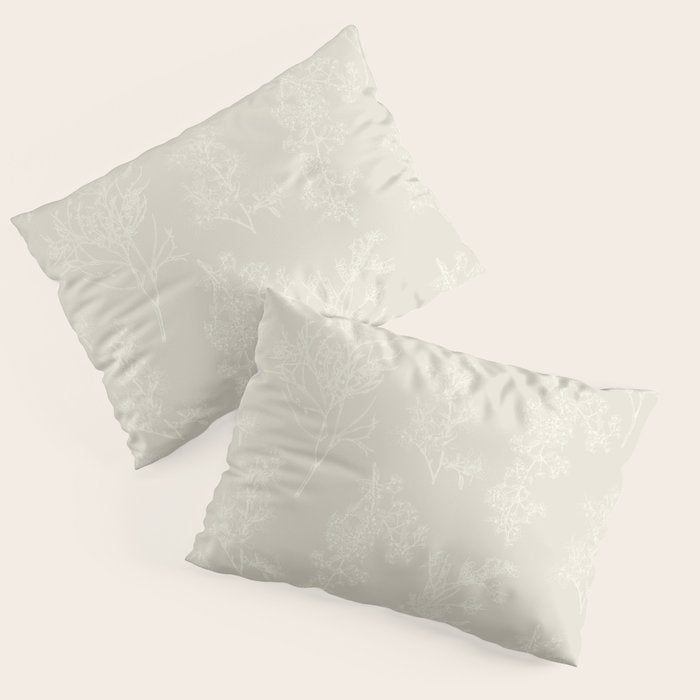 Botanical Cottage Floral Pattern in Light Mushroom Beige and Cream Pillow Sham Gallery Image 3