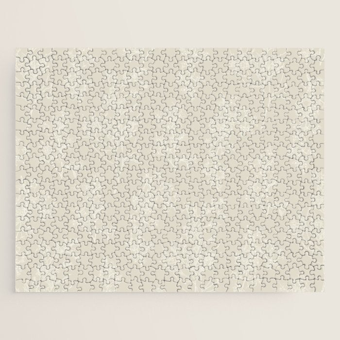 Botanical Cottage Floral Pattern in Light Mushroom Beige and Cream Jigsaw Puzzle Gallery Image 1