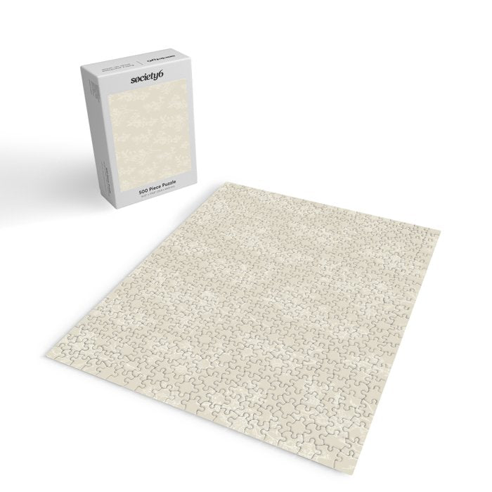 Botanical Cottage Floral Pattern in Light Mushroom Beige and Cream Jigsaw Puzzle Gallery Image 2