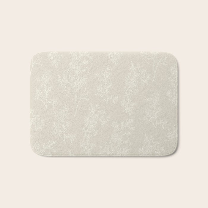 Botanical Cottage Floral Pattern in Light Mushroom Beige and Cream Bath Mat Gallery Image 1