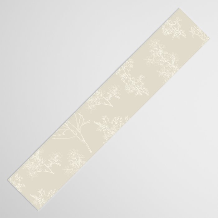 Botanical Cottage Floral Pattern in Light Mushroom Beige and Cream Table Runner Gallery Image 3