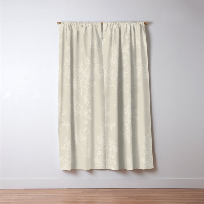 Botanical Cottage Floral Pattern in Light Mushroom Beige and Cream Window Curtain Gallery Image 3