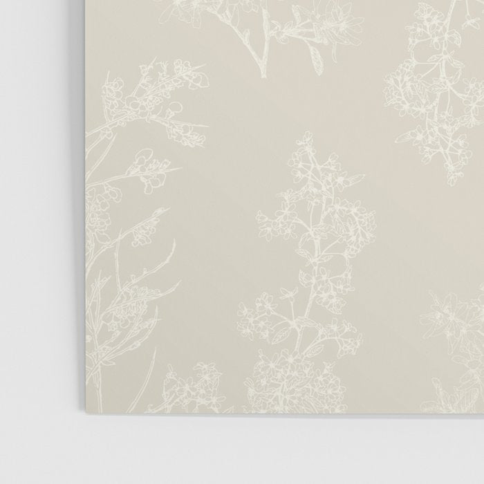 Botanical Cottage Floral Pattern in Light Mushroom Beige and Cream Poster Gallery Image 3