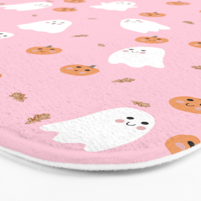  Cute Ghost Pumpkin Pink Halloween Bath Mat Gallery Image 3