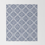 Blue tile brushstroke pattern Throw Blanket Gallery Image 2