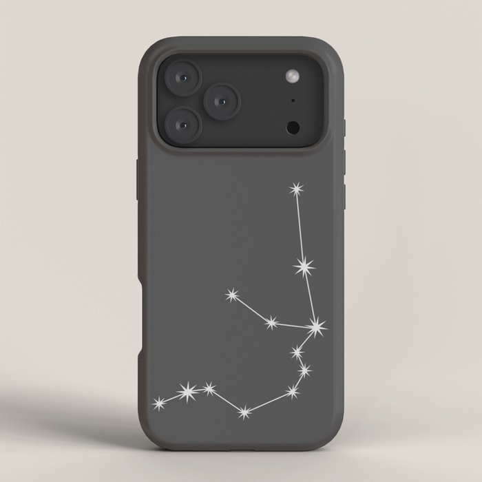 Aquarius Zodiac Star Constellation Line Art Grey iPhone Case Gallery Image 4