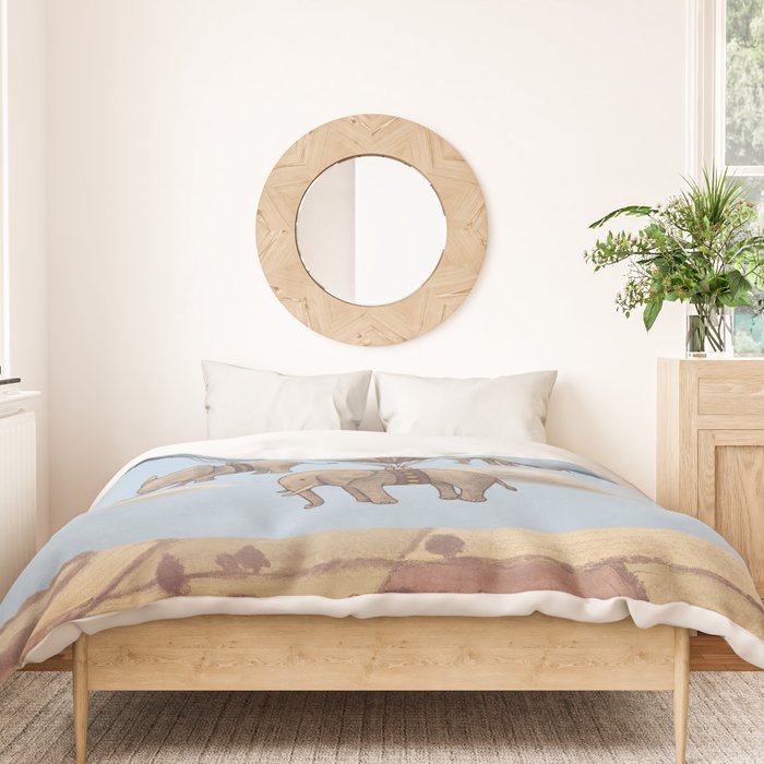 Flight of the Elephants - blue option Duvet Cover Gallery Image 3