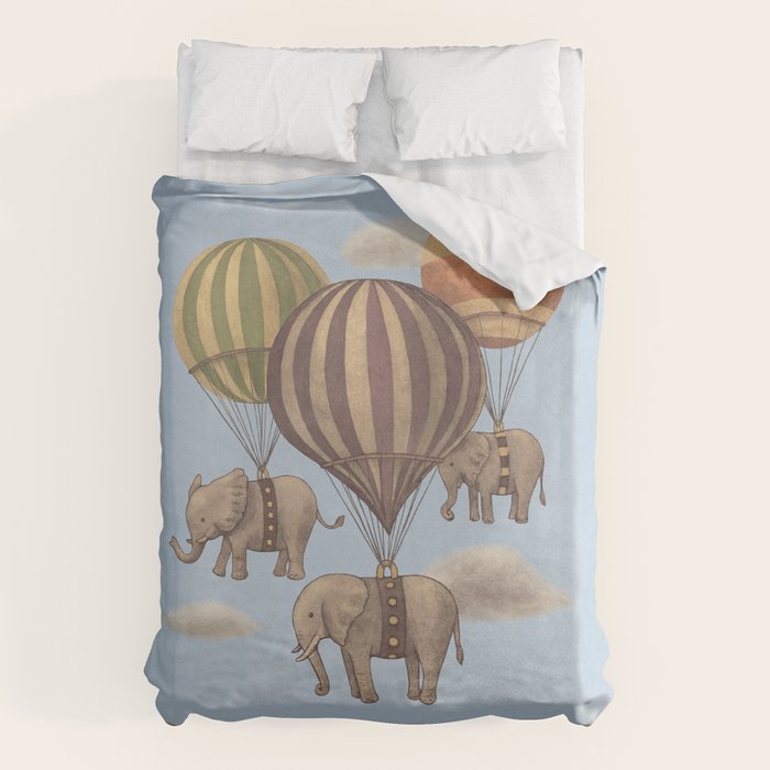 Flight of the Elephants - blue option Duvet Cover Gallery Image 6