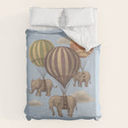 Flight of the Elephants - blue option Duvet Cover Gallery Image 6