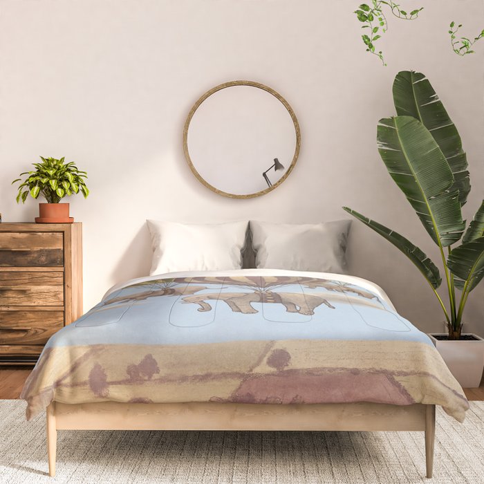 Flight of the Elephants - blue option Comforter Gallery Image 3