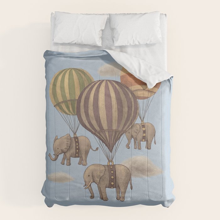Flight of the Elephants - blue option Comforter Gallery Image 6