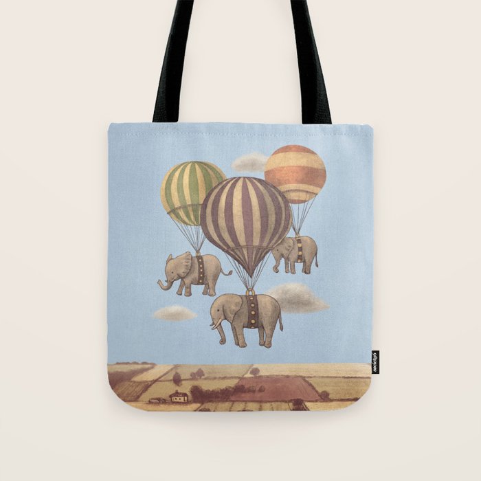 Flight of the Elephants - blue option Tote Bag Gallery Image 1