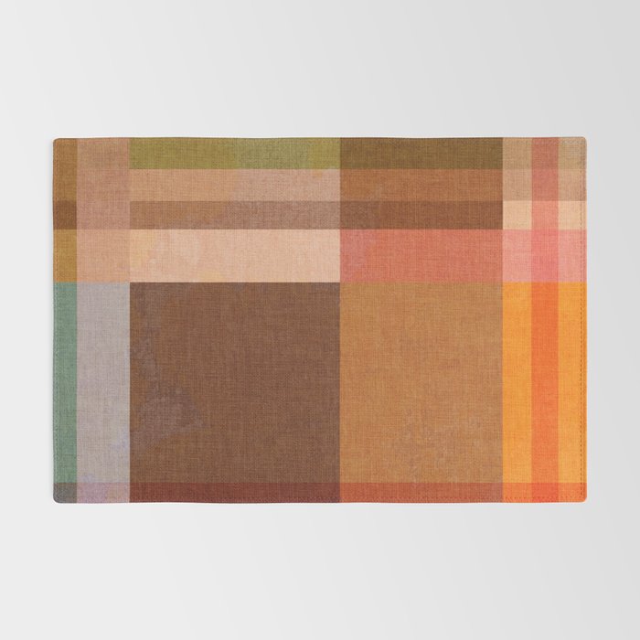 Cosy Heritage Woven Plaid 1 earthy orange blue green Rug Gallery Image 2