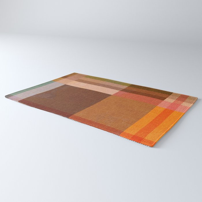 Cosy Heritage Woven Plaid 1 earthy orange blue green Rug Gallery Image 3