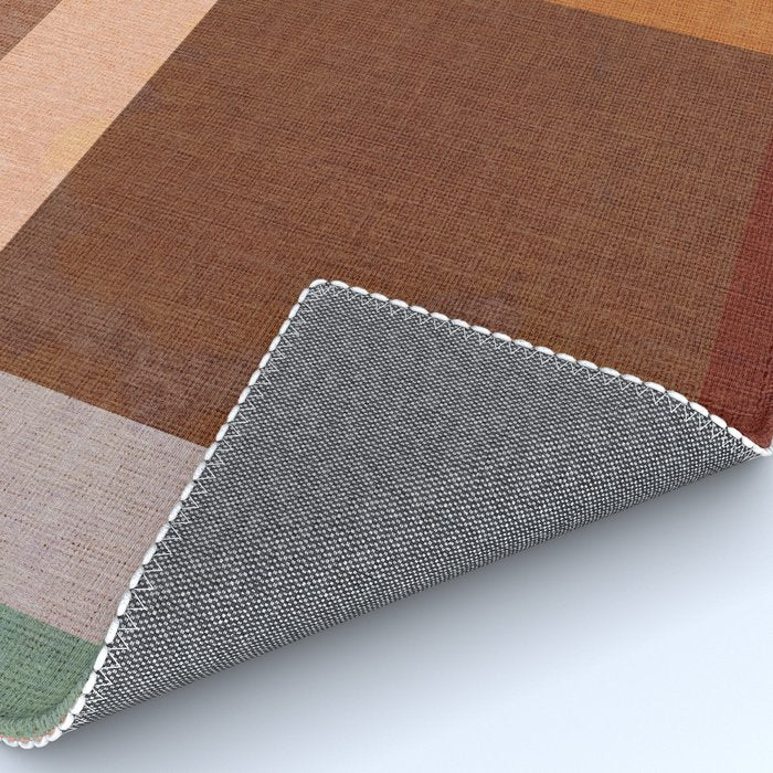 Cosy Heritage Woven Plaid 1 earthy orange blue green Rug Gallery Image 4