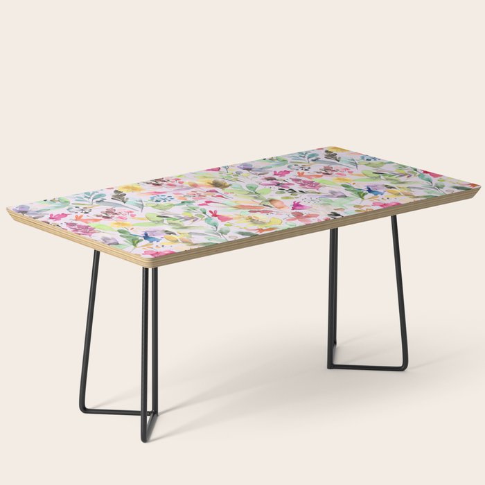 Wild Flowers Meadow Spring Garden Floral Watercolor Pink Coffee Table Gallery Image 1