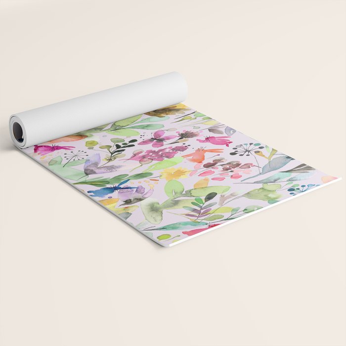 Wild Flowers Meadow Spring Garden Floral Watercolor Pink Yoga Mat Gallery Image 2