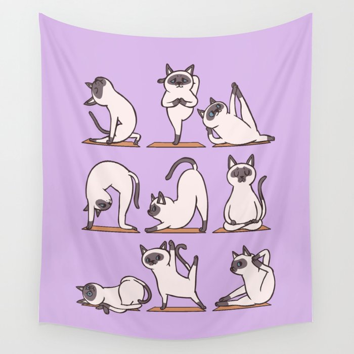Siamese Cat Yoga Wall Tapestry Gallery Image 1