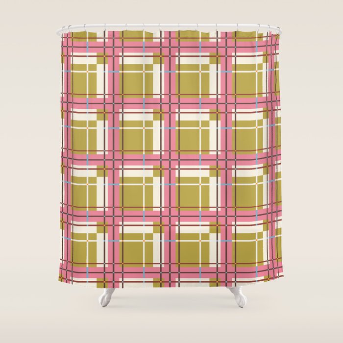 Bold Checked Design Shower Curtain Gallery Image 1