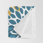 Modern Floral Prints, Teal and Yellow Throw Blanket Gallery Image 3