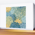 Modern Floral Prints, Teal and Yellow Wall Mural Gallery Image 2