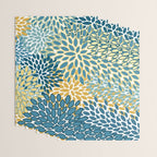 Modern Floral Prints, Teal and Yellow Wrapping Paper Gallery Image 3