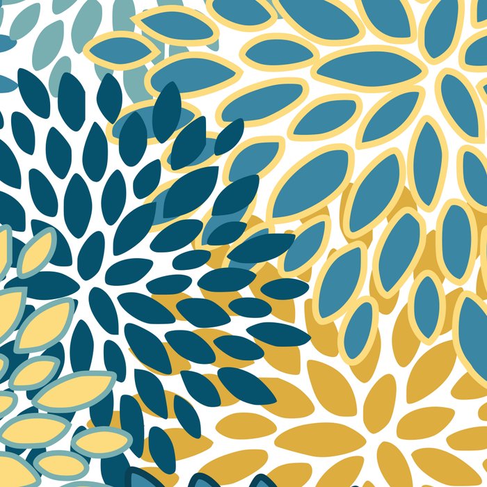 Modern Floral Prints, Teal and Yellow Coffee Mug Gallery Image 2