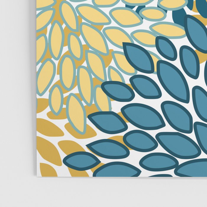 Modern Floral Prints, Teal and Yellow Poster Gallery Image 3